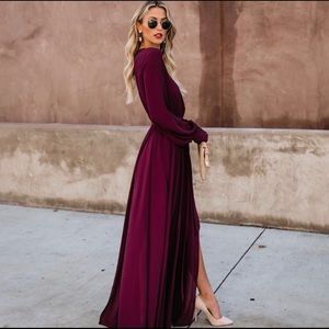 VICI long sleeve burgundy wine maxi dress